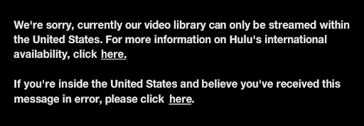 Hulu geo-location error while streaming in Australia 
