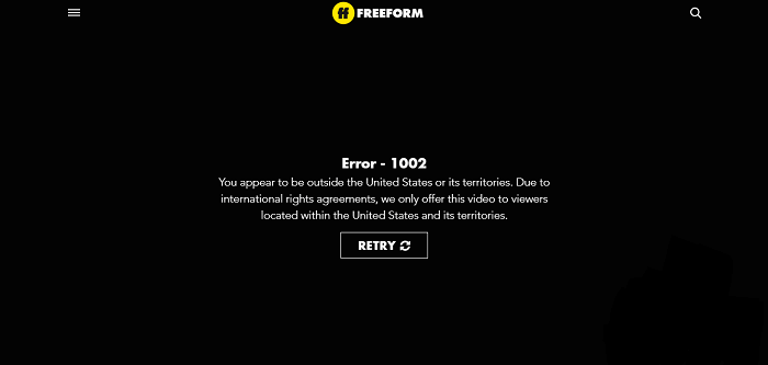 Freeform geo-location error while trying to watch in Australia 