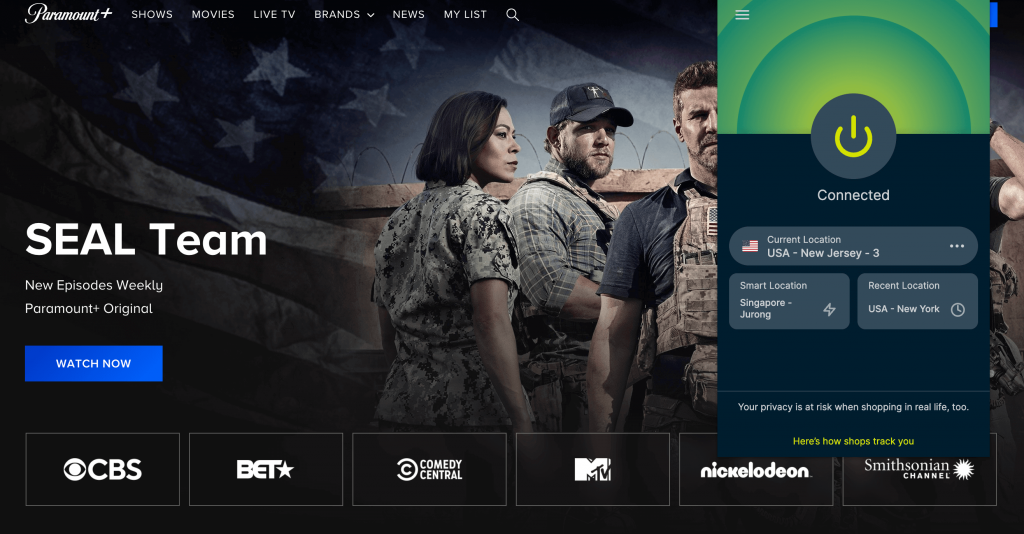 Watching Seal Team Season 5 on US Paramount Plus in Australia via VPN