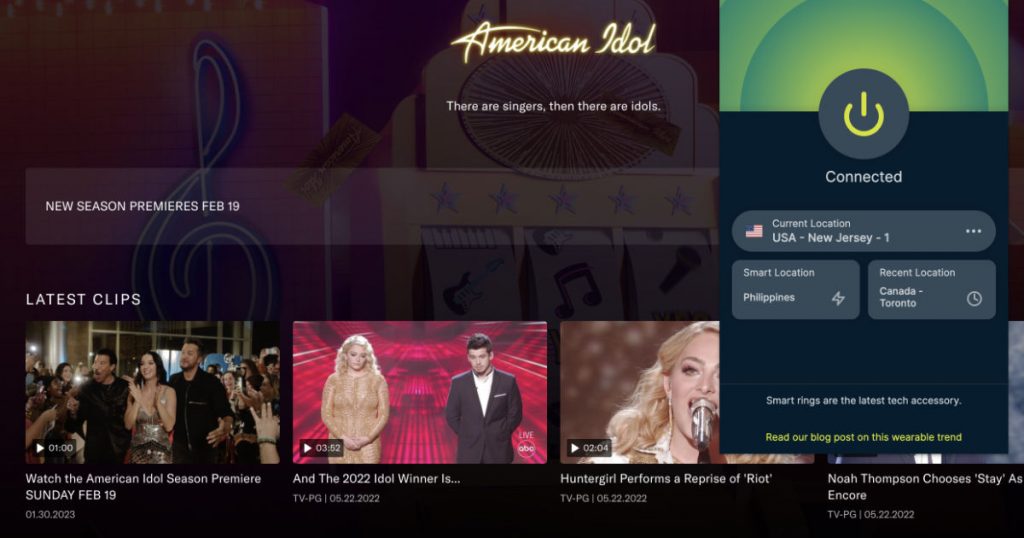 Watching American Idol season 21 on ABC in Australia using VPN 